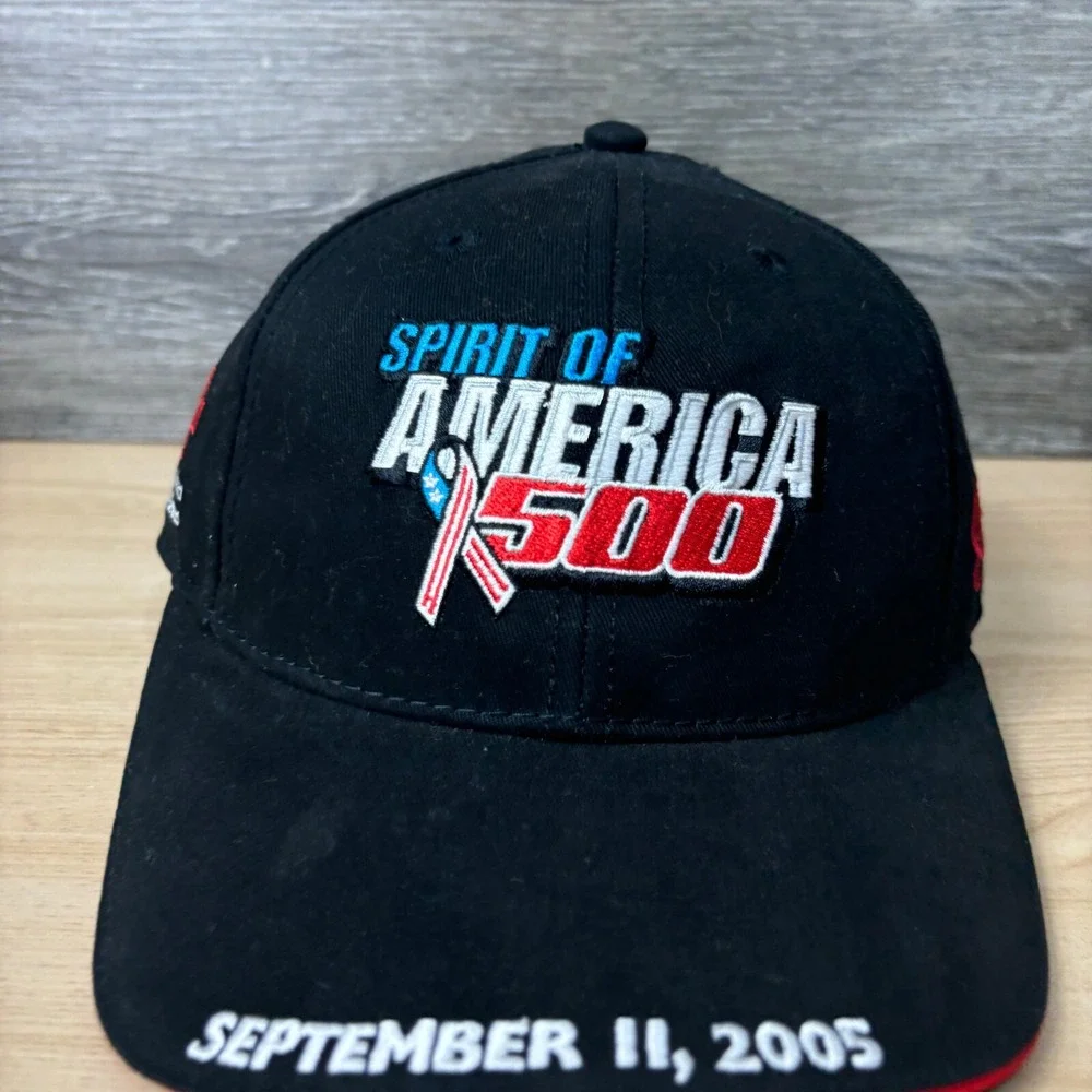 Spirit of America 500 Hat‎ Cap Strap Back Black Racing One Size Adjustable